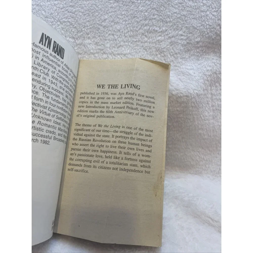 We the Living by Ayn Rand (1995, Mass‎ Market) 60th Anniversary Edition